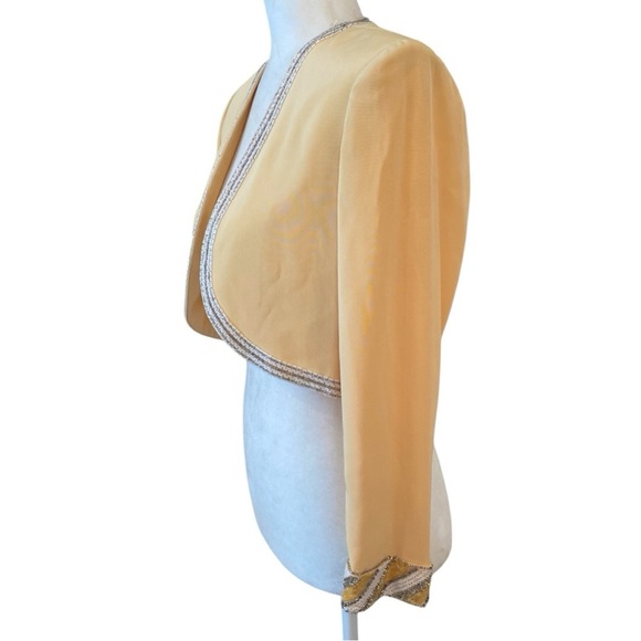 Oleg Cassini Black Tie Vintage Beaded Jacket - Picture 2 of 9